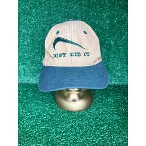 Vintage 90s JUST DID IT EMBROIDERY CAP Green Tan